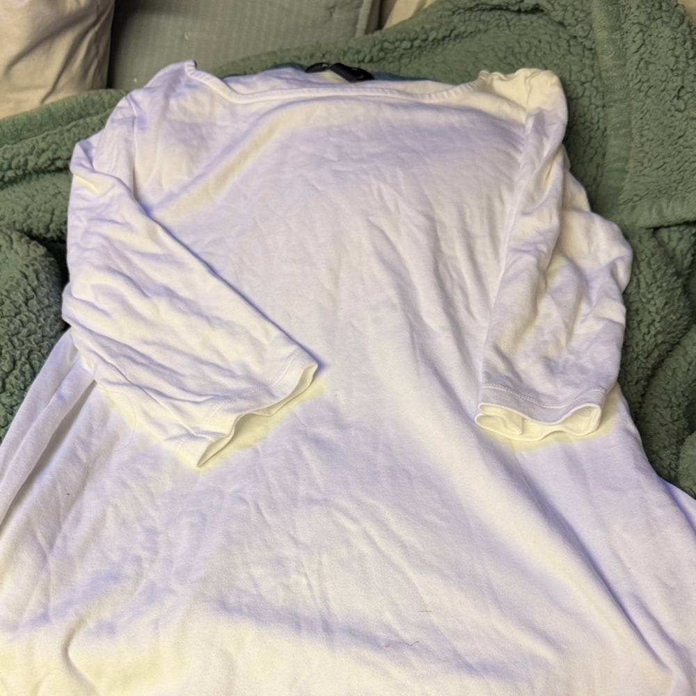 Lands' End White Crewneck Long Sleeve Tee